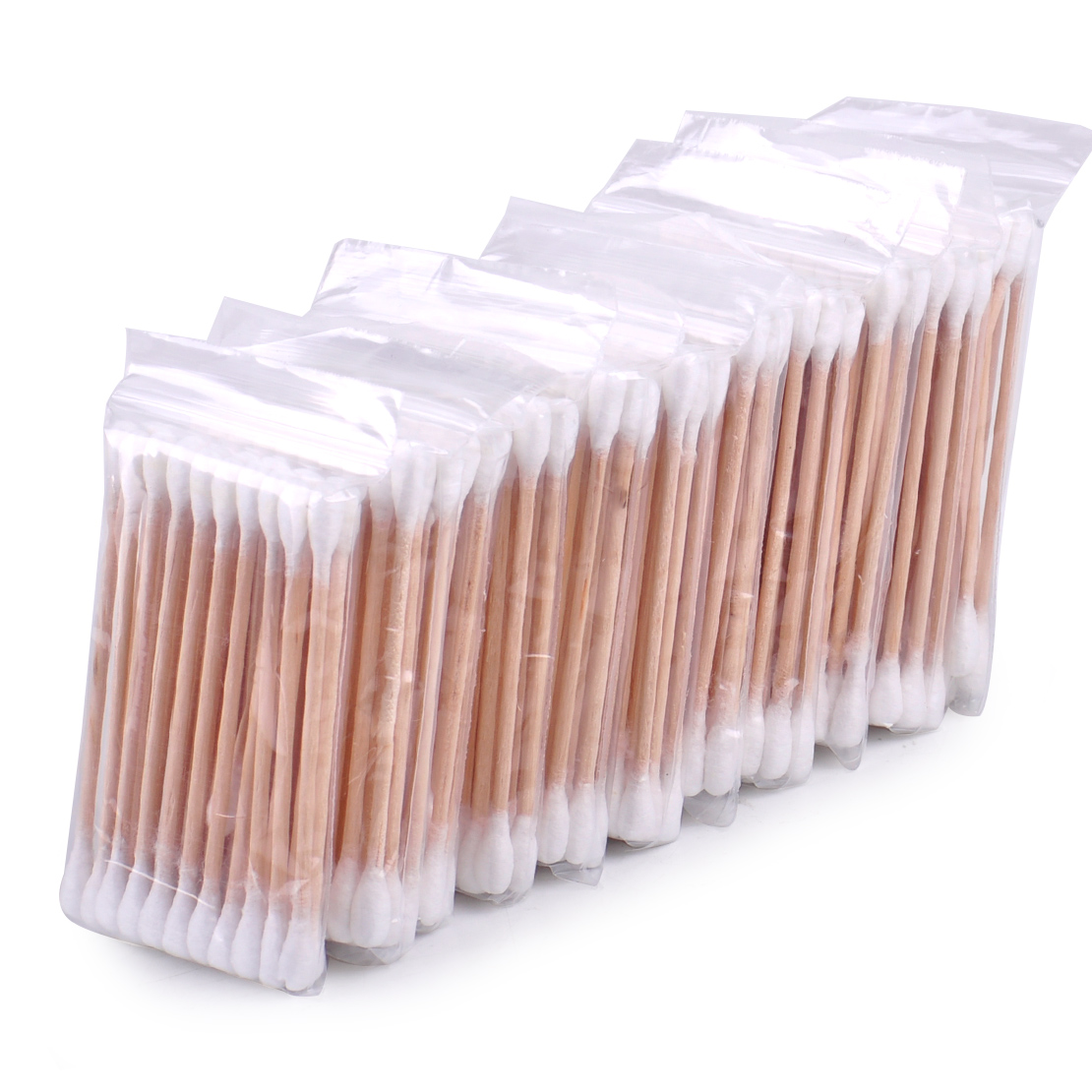 Double-head Tip Wood Cotton Swab Q-tip Stick Ear Cleaning Cure Make-up ...