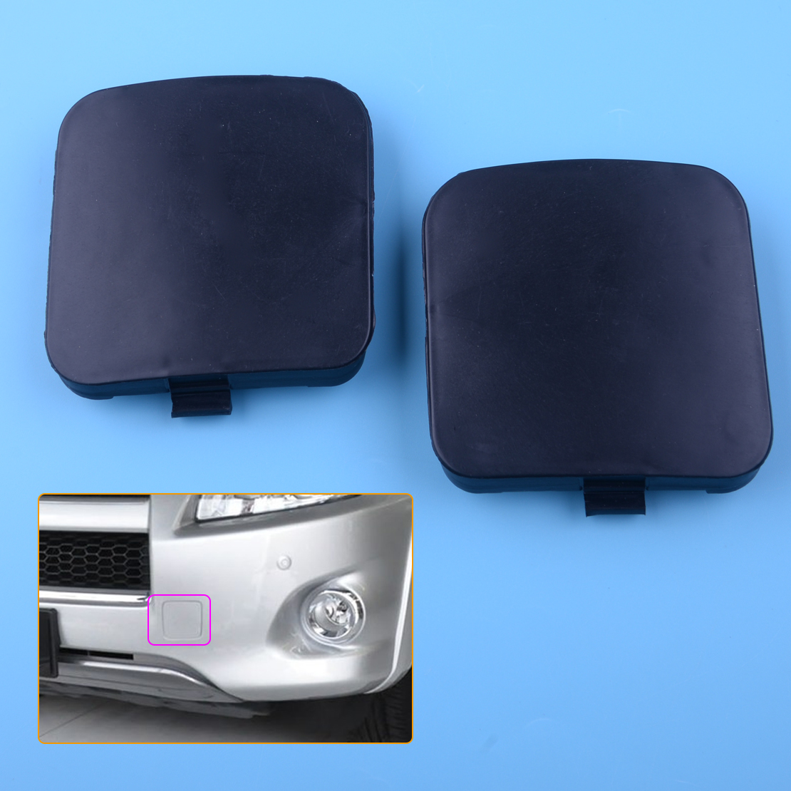 2x Front Left Right Bumper Tow Hook Eye Cover Cap for Toyota RAV4 2009