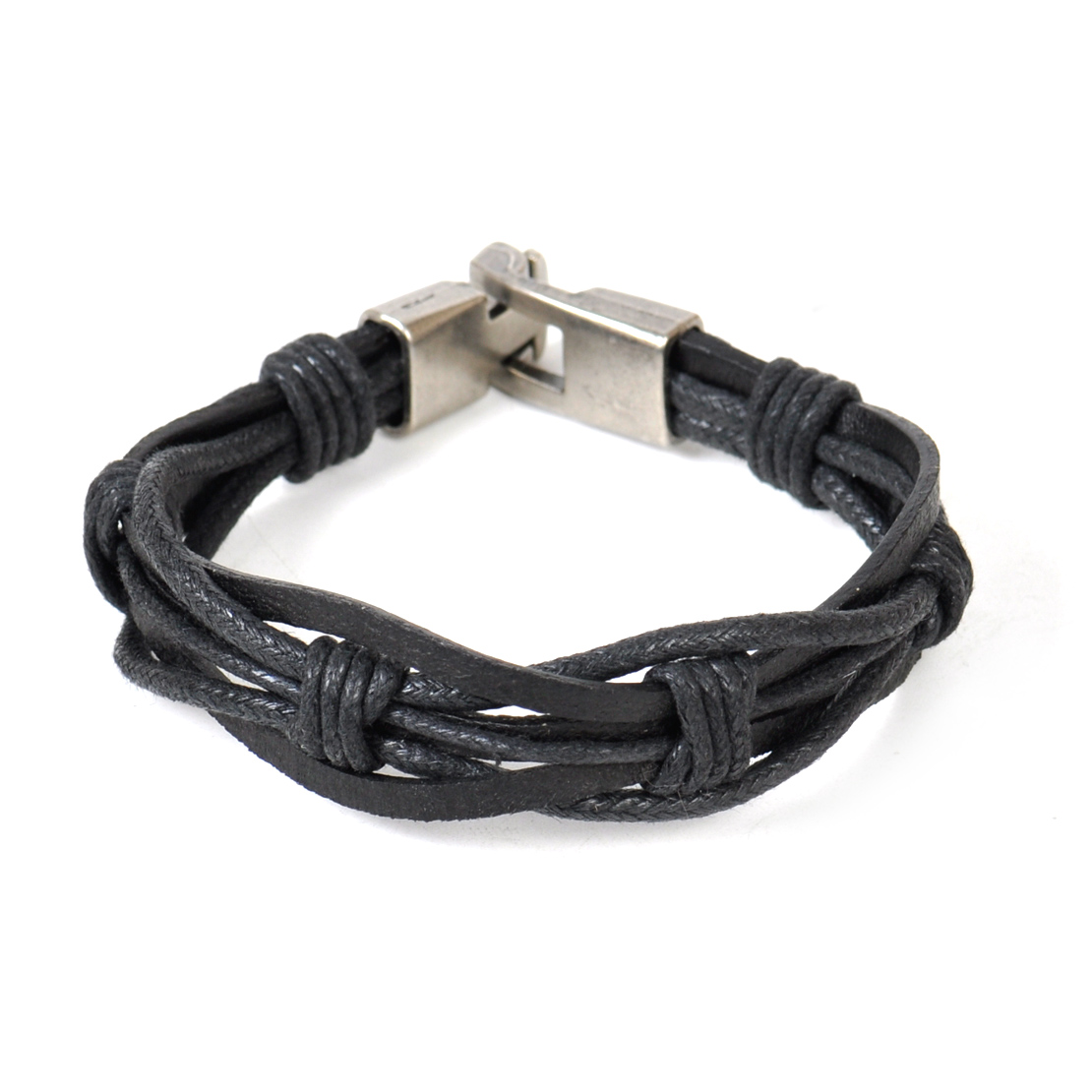 Surfer Hemp Leather Braided Mens Wristband Bracelet Cuff Wrap Metal T ...